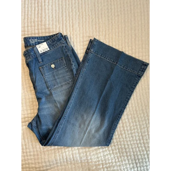 J. Crew Women’s High-rise Sailor Denim Trouser in 1996 Semi-stretch Size 34 NWT - Picture 11 of 11